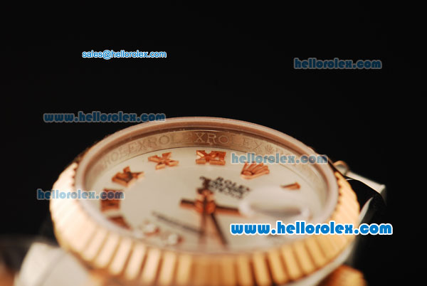 Rolex Datejust Automatic Movement ETA Coating Case with Rose Gold Bezel and Roman Numerals-Two Tone Strap - Click Image to Close